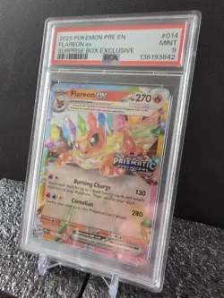 Flareon ex #014 PSA 9 MINT Stamped Surprise Box Exclusive Prismatic Evolutions - Image 2
