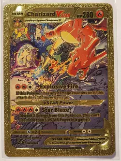 Pokemon Charizard Vstar SWSH262 Promo Gold Foil Fan Art - Image 1