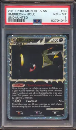 2010 POKEMON HEARTGOLD & SOULSILVER UNDAUNTED UMBREON #86 HOLO PSA 8! - Image 1