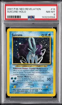 2001 POKEMON NEO REVELATION #14 SUICUNE-HOLO PSA 8 - Image 1