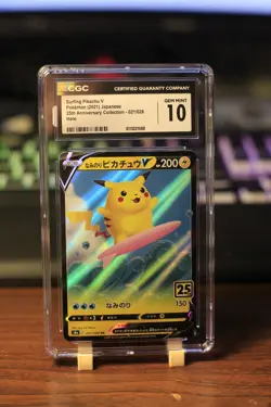 Pokemon TCG Surfing Pikachu v Celebrations Holo Ultra R 021/p28 CGC 10 Pristine - Image 1