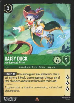 Disney Lorcana Archazia's Island #108/204 - Daisy Duck Pirate Rare NM Regular - Image 1