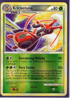 2010 KRICKETUNE 24/102 HGSS TRIUMPHANT POKEMON CARD RARE-REVERSE HOLO-NM - Image 1
