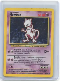 1999 Pokemon—Mewtwo #10/102 Base Set—Holo Rare Holo (Damaged) - Image 1