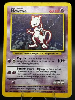 Mewtwo 10/102 Base Set Unlimited - Holo Rare - WOTC - HP - Pokemon Vintage - Image 1