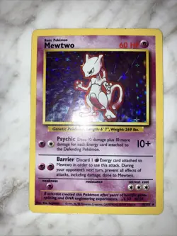 Mewtwo Base Set Holo Rare Unlimited Pokemon Card 10/102 Moderately Played - Image 1