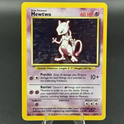 Pokemon TCG Mewtwo Base Set 10/102 Holo Unlimited Holo Rare - Image 1