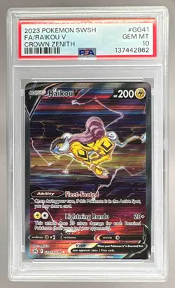 137442862 Raikou V 2023 Pokemon Sword & Shield Crown Zenith #GG41 PSA 10 - Image 1