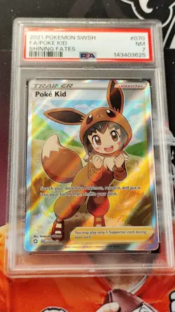 Poke Kid Full Art PSA 7 2021 Pokemon Sword & Shield Shining Fates 70 - Image 1