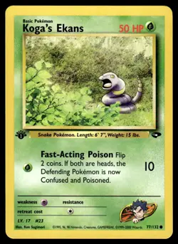 Pokemon TCG Gym Challenge 1st Edition #077/132 Koga's Ekans LP+ - Image 1