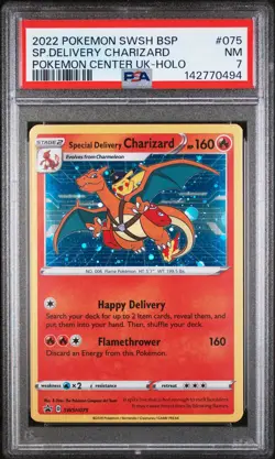 2022 POKEMON SWSH BLACK STAR PROMO #075 SPECIAL DELIVERY CHARIZARD-HOLO PSA 7 - Image 1