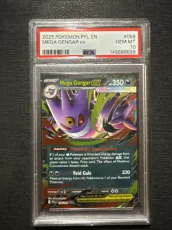 2025 POKEMON PFL EN-PHANTASMAL FLAMES #056 MEGA GENGAR EX PSA 10 - Image 1
