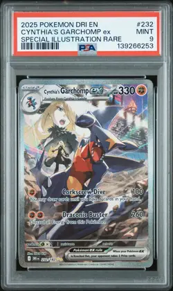 2025 POKEMON DRI EN-DESTINED RIVALS #232 CYNTHIA'S GARCHOMP EX PSA 9 - Image 1