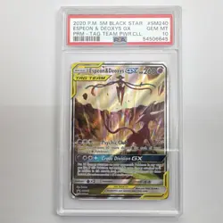 Pokemon Espeon & Deoxys GX SM Black Star Promo Holo TAG TEAM SM240 PSA 10 - Image 1