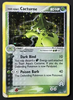 Team Aqua's Cacturne 1/95 Team Magma vs Team Aqua Holo Pokemon TCG 2004 DMG - Image 1