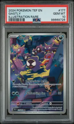 2024 POKEMON TEF EN-TEMPORAL FORCES ILLUSTRATION RARE #177 GASTLY PSA 10 - Image 1
