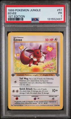 1999 Pokemon Jungle 1st Edition Eevee #51/64 PSA 1 - Image 1