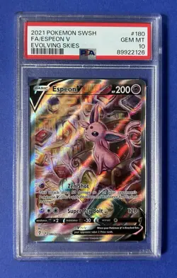 2021 Pokemon Swsh FA/Espeon V Evolving Skies #180 PSA 10 GEM MT - Image 1