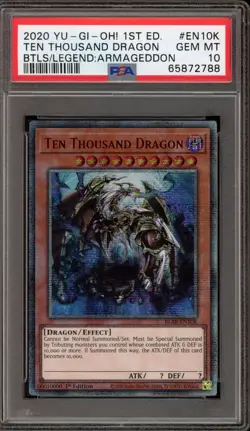 Yu-Gi-Oh! Ten Thousand Dragon Battles Of Legend Arm. 1st Ed BLAR-EN10K PSA 10 - Image 1