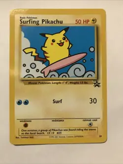 Surfing Pikachu # 28 Black Star Promo WOTC Rare Pokemon Card - Image 1