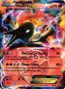 Pokemon TCG Moltres EX Holo Card Plasma Storm Team Ultra Rare 14/135 HP - Image 1