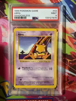1999 POKEMON BASE SET UNLIMITED #43 ABRA PSA 9 Shadowless - Image 1