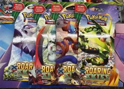 Pokemon XY Roaring Skies Sleeved (4) Booster Pack Art Set Sealed - Image 1