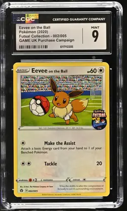 2020 Pokemon Futsal Collection Eevee on the Ball GAME UK 002/005 CGC 9 #002/005 - Image 1