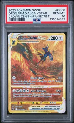 2023 POKEMON CROWN ZENITH SECRET #GG68 FULL ART/ORIGIN FORME DIALGA VSTAR PSA 10 - Image 1