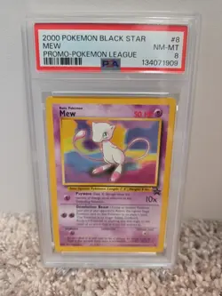 PSA 8 Mew #08 Black Star Promo Pokemon League Regular - Image 1