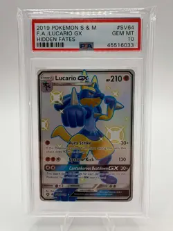 Fa/Lucario Gx Pokemon Sun & Moon Hidden Fates SV64 PSA 10 - Image 1
