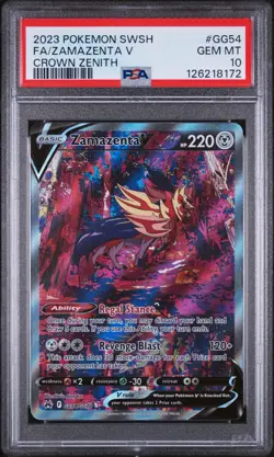 2023 POKEMON SWORD & SHIELD CROWN ZENITH #GG54 FULL ART/ZAMAZENTA V PSA 10 - Image 1