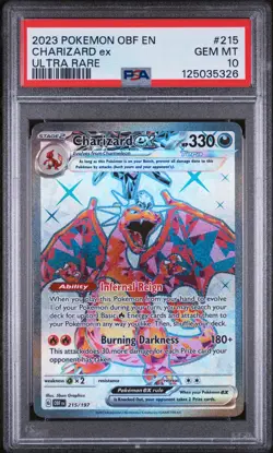 2023 POKEMON OBF EN-OBSIDIAN FLAMES ULTRA RARE #215 CHARIZARD EX PSA 10 - Image 1