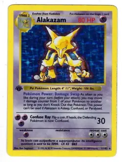 POKEMON ALAKAZAM 1ST EDITION HOLO SHADOWLESS CARD 1/102 - Image 1