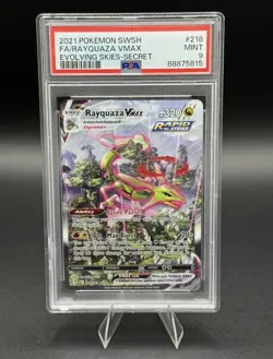 Pokemon Rayquaza VMAX Secret Rare 218/203 Evolving Skies PSA 9 Holo - Image 1