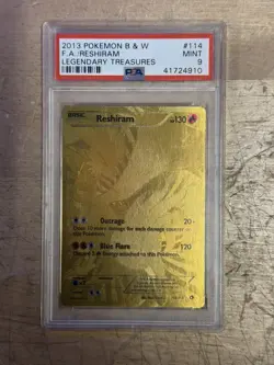 Pokemon Reshiram Full Art Gold 114/113 Legendary Treasures English PSA 9 MINT - Image 1