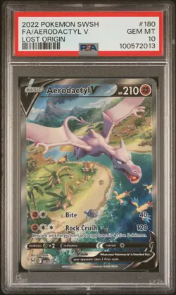 2022 POKEMON SWORD & SHIELD LOST ORIGIN #180 FULL ART/AERODACTYL V PSA 10 - Image 1