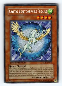 Yugioh Crystal Beast Sapphire Pegasus CT04-EN002 Limited Secret Rare - LP 💎 - Image 1