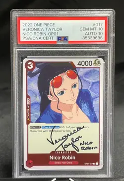 Nico Robin 2022 One Piece OP01-017 Veronica Taylor Signed PSA 10 / Auto 10 POP 3 - Image 1