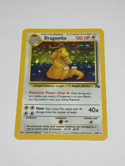 Vintage Pokemon Card WOTC TCG Dragonite Fossil Holo Rare Card 4/62 1999 LP - Image 1