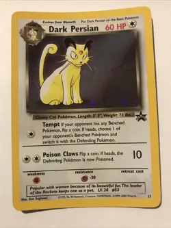 Dark Persian 17 Holo Black Star Promo WOTC Pokemon Card - Image 1