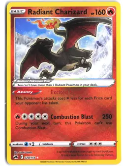 Radiant Charizard 020/159 Radiant Rare Crown Zenith Pokemon - Image 1