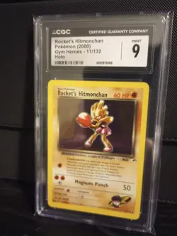 Pokemon Gym Heroes Unlimited Rocket's Hitmonchan Holo 11/132 CGC Mint 9 ErrorU - Image 3