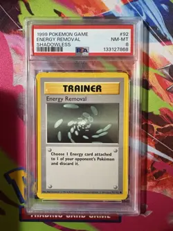 💥 PSA 8 Energy Removal (Shadowless) 1999 Pokemon TCG Non Holo # 92/102 - Image 1