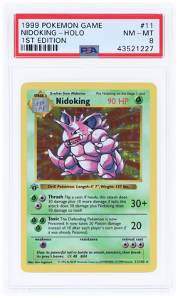 1999 Pokemon Base Set Nidoking 1st Edition #11 PSA 8 - Image 1