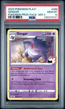 PSA 10 Gem Mint 2023 POKEMON PLAY! POKEMON PRIZE PACK: SERIES 3 #066 GENGAR - Image 1