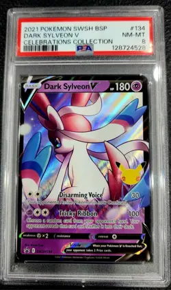 PSA 8 2021 Pokemon SWSH BSP Dark Sylveon V Celebrations Collection SWSH134 - Image 1