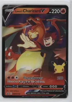 Lance's Charizard V (Celebrations Collection) Pokemon Sword & Shield Black Star - Image 1