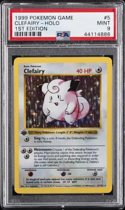 1999 POKEMON GAME 1ST ED #5 CLEFAIRY-HOLO PSA 9 - Image 1