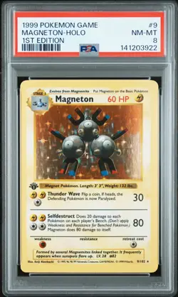1999 POKEMON BASE SET 1ST EDITION #9 MAGNETON-HOLO PSA 8 - Image 1